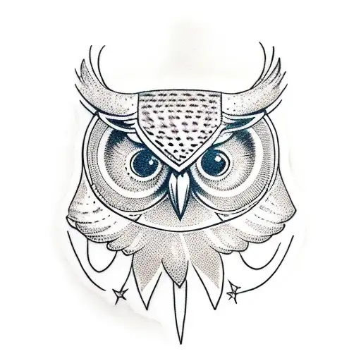 owl  stencil tattoo design idea
