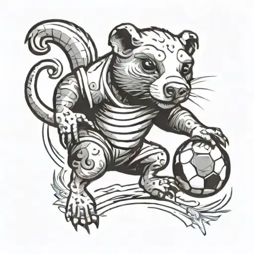 Mole playing soccer tattoo design idea