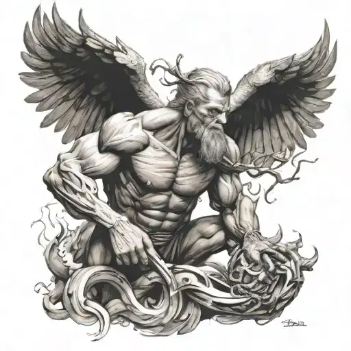 Prometheus bringing fire to people tattoo design idea