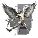 Prometheus bringing fire to people posing tattoo design idea