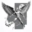 Prometheus bringing fire to people posing tattoo design idea