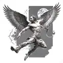 Prometheus bringing fire to people posing tattoo design idea