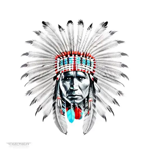 native american headress with feathers  tattoo design idea