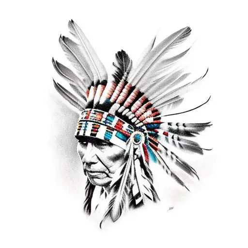 headress down to the feet native american tattoo design idea