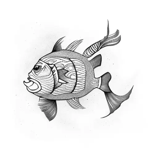 zodiac fish and something related to the number 6 tattoo design idea