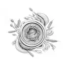 thin wreath of wheat tattoo design idea