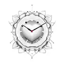 heart shaped clock with flowers breaking through tattoo design idea