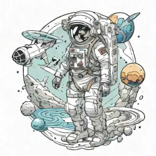 Anime-inspired space exploration with a grunge twist tattoo design idea