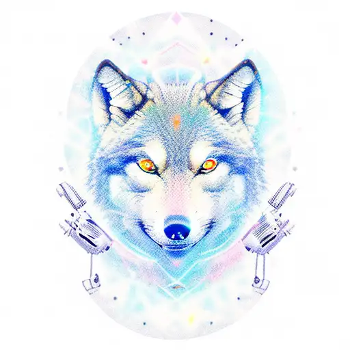A dancing wolf in space tattoo design idea