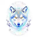 A dancing wolf in space tattoo design idea