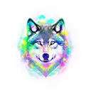 A dancing wolf in space tattoo design idea