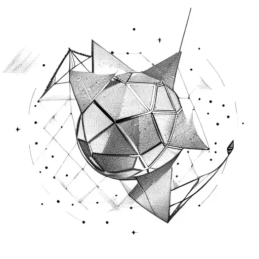 bow and arrow shooting a mirrorball with a paper airplane flying around it tattoo design idea