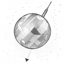 bow and arrow shooting a mirrorball with a paper airplane flying around it tattoo design idea