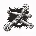 A tattoo of a wrench and a baseball bat crossed to symbolize the client's love for mechanics and sports tattoo design idea