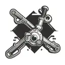 A tattoo of a wrench and a baseball bat crossed to symbolize the client's love for mechanics and sports tattoo design idea