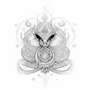 word "Lakshmi" with infinity symbol tattoo design idea