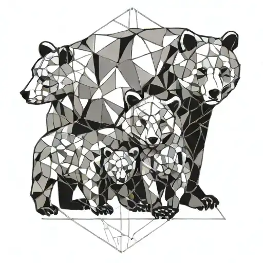 mama bear and cubs hugging each other tattoo design idea