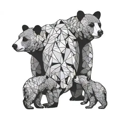 mama bear and cubs hugging 2 daughters tattoo design idea