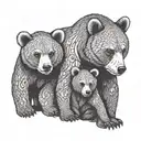 mama bear and cubs hugging each other tattoo design idea