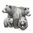 mama bear and cubs hugging each other tattoo design idea