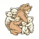 mama bear and cubs hugging 2 daughters tattoo design idea