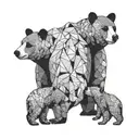 mama bear and cubs hugging 2 daughters tattoo design idea