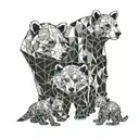 mama bear and cubs hugging 2 daughters tattoo design idea