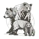 mama bear and cubs hugging 2 daughters tattoo design idea