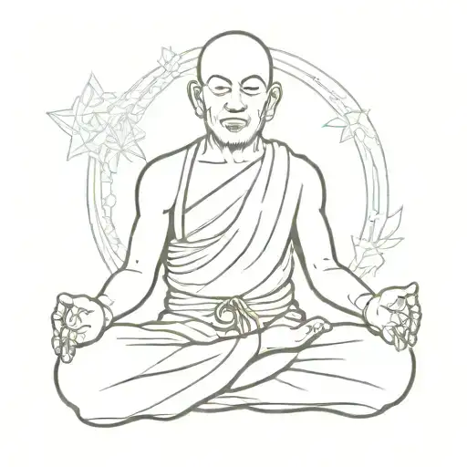 monk meditating, hindu, aham brahmasmi tattoo design idea