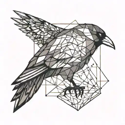A sleek and modern geometric crow design inspired by electrical engineering diagrams tattoo design idea