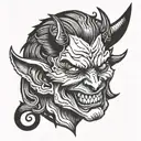 devil smiling tattoo design idea