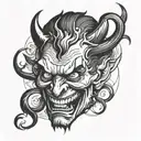 devil smiling tattoo design idea