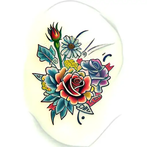 roses and gerberas  tattoo design idea