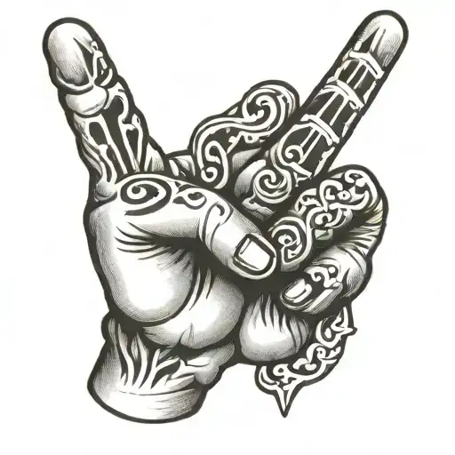 peace fingers with little finger and thumb sticking out   tattoo design idea