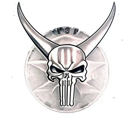 Punisher Skull with Daredevil tattoo design idea