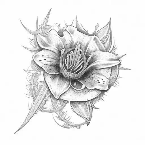 lily, rose and thistle tied with clover tattoo design idea