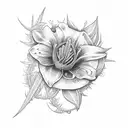 lily, rose and thistle tied with clover tattoo design idea
