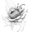 lily, rose and thistle tied with clover tattoo design idea