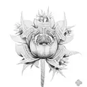 lily, rose and thistle tied with clover tattoo design idea