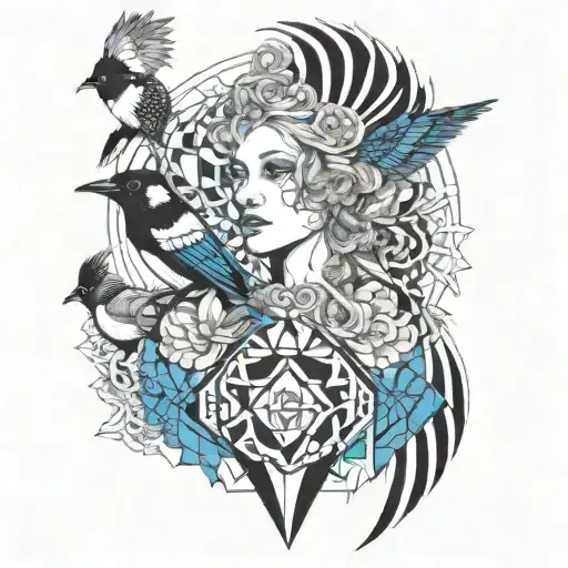 MOTHER, SURVIVOR, FEMALE, MAGPIES,EARTH, POWER, BLUE EYES ,gypsy  tattoo design idea