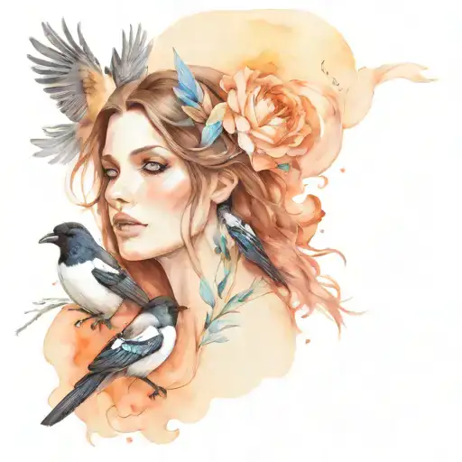 MOTHER, SURVIVOR, FEMALE, MAGPIES,EARTH, POWER, BLUE EYES ,gypsy  tattoo design idea