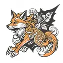Nine-Tailed Fox in Japanese Style tattoo design idea