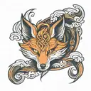 Nine-Tailed Fox in Japanese Style tattoo design idea