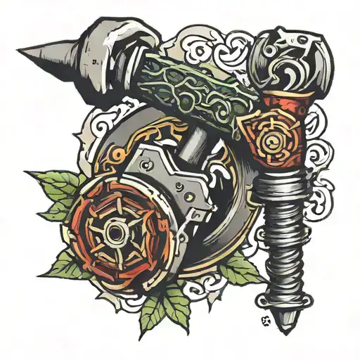 Hammer and saw  tattoo design idea