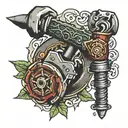 Hammer and saw  tattoo design idea