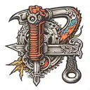 Hammer and saw  tattoo design idea