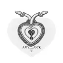 A blackwork tattoo depicting a heart-shaped lock with each family member's initials as keys tattoo design idea