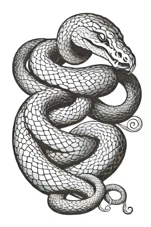 snake wrapped length wise tattoo design idea