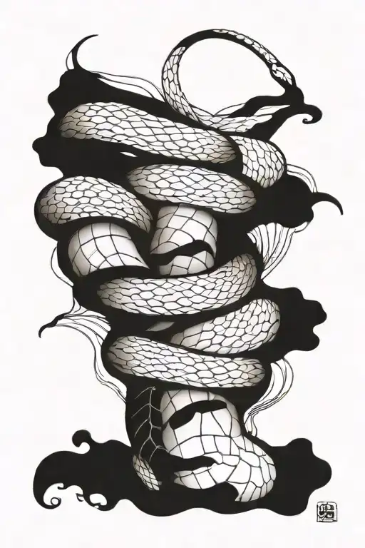 snake wrapped around arm sleeve tattoo design idea