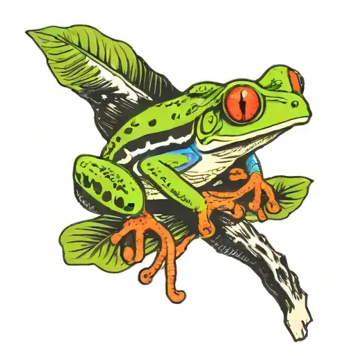 red eyed tree frog with a dura moth on its back tattoo tattoo design idea